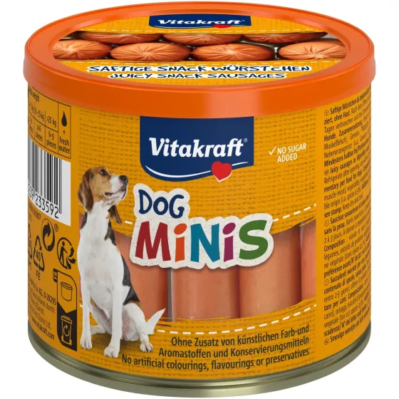 Мини сосиски без оболочки для собак Витакрафт Vitakraft Dog Minis беззерновые лакомства для всех пород собак, 120 г (12 шт) Винница