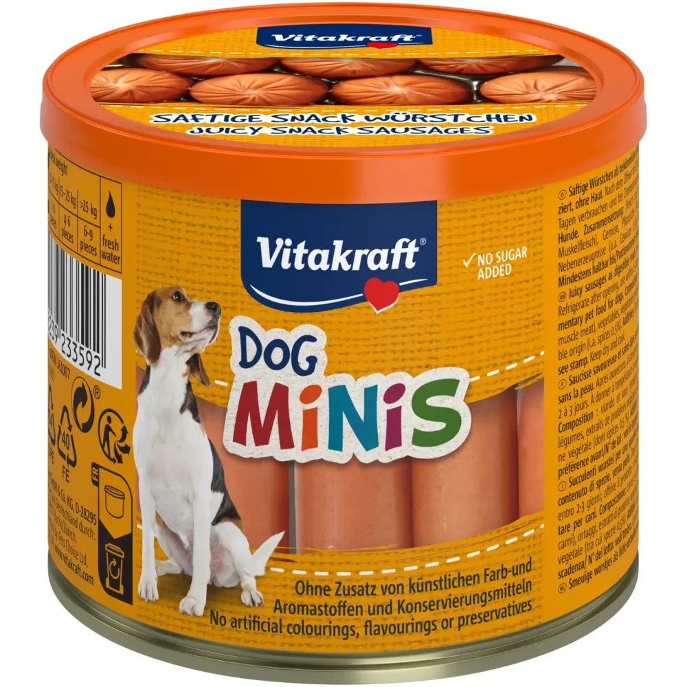 Мини сосиски без оболочки для собак Витакрафт Vitakraft Dog Minis беззерновые лакомства для всех пород собак, 120 г (12 шт) Винница - изображение 1