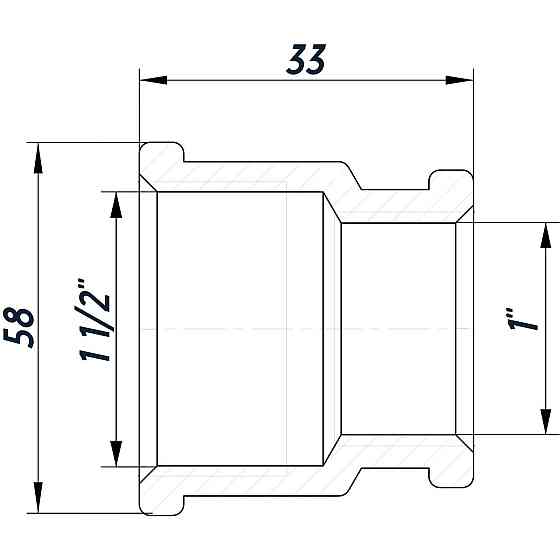 Муфта редукционная 1 1/2″х1″ВВ никелированная восьмигранная NM751O OPTIMUM Киев