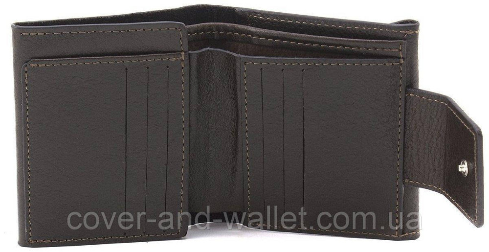 Елітний чоловічий портмоне з італійської шкіри коричневого кольору Grande Pelle 502420 Київ - фото 8