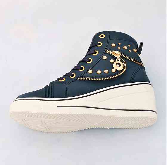 Жіночі Снікери Кросівки на Танкетці Сині Сліпони Мокасини на Платформі (розміри: 39,40) Дніпро