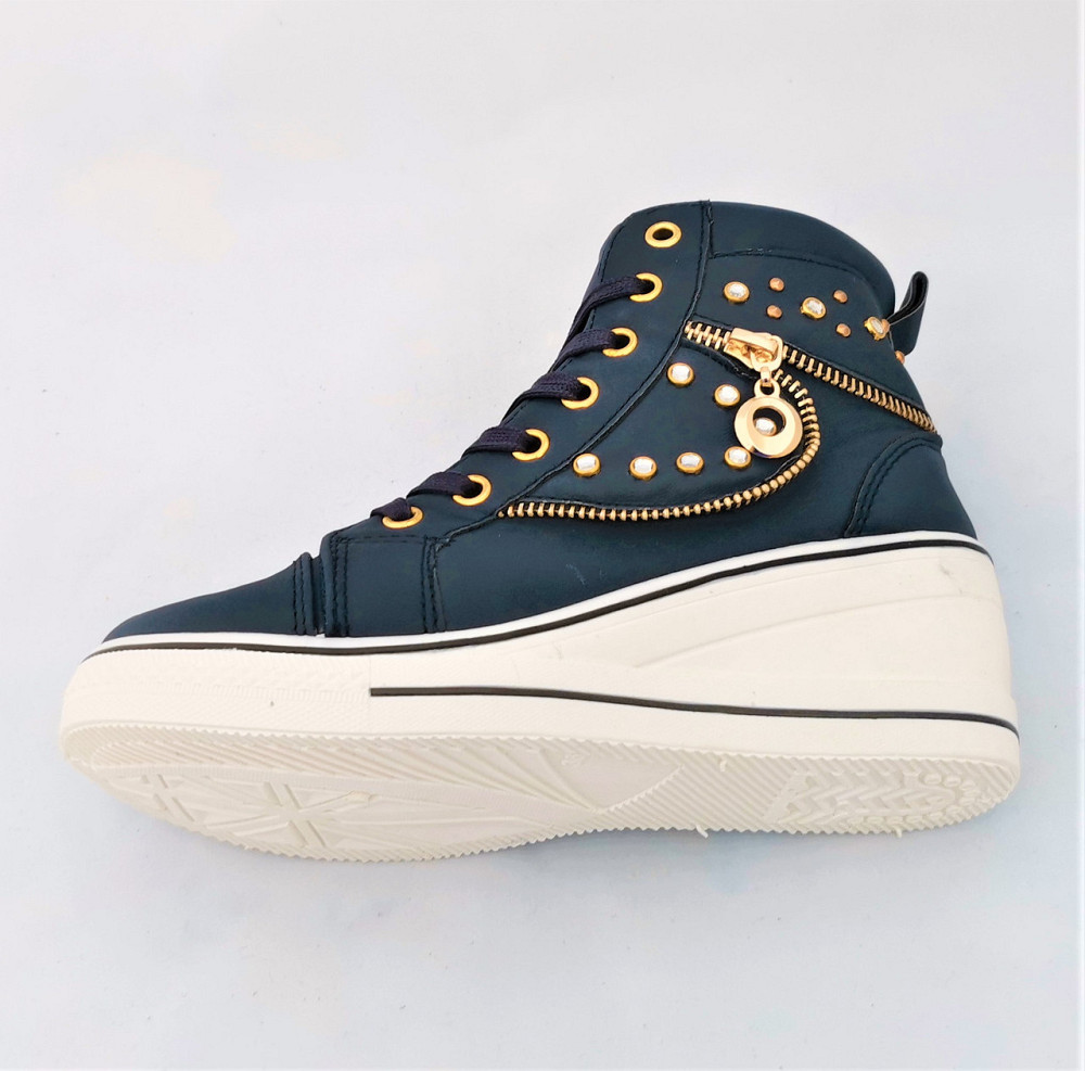 Женские Сникеры Кроссовки на Танкетке Синие Слипоны Мокасины на Платформе (размеры: 39,40) Днепр - изображение 6