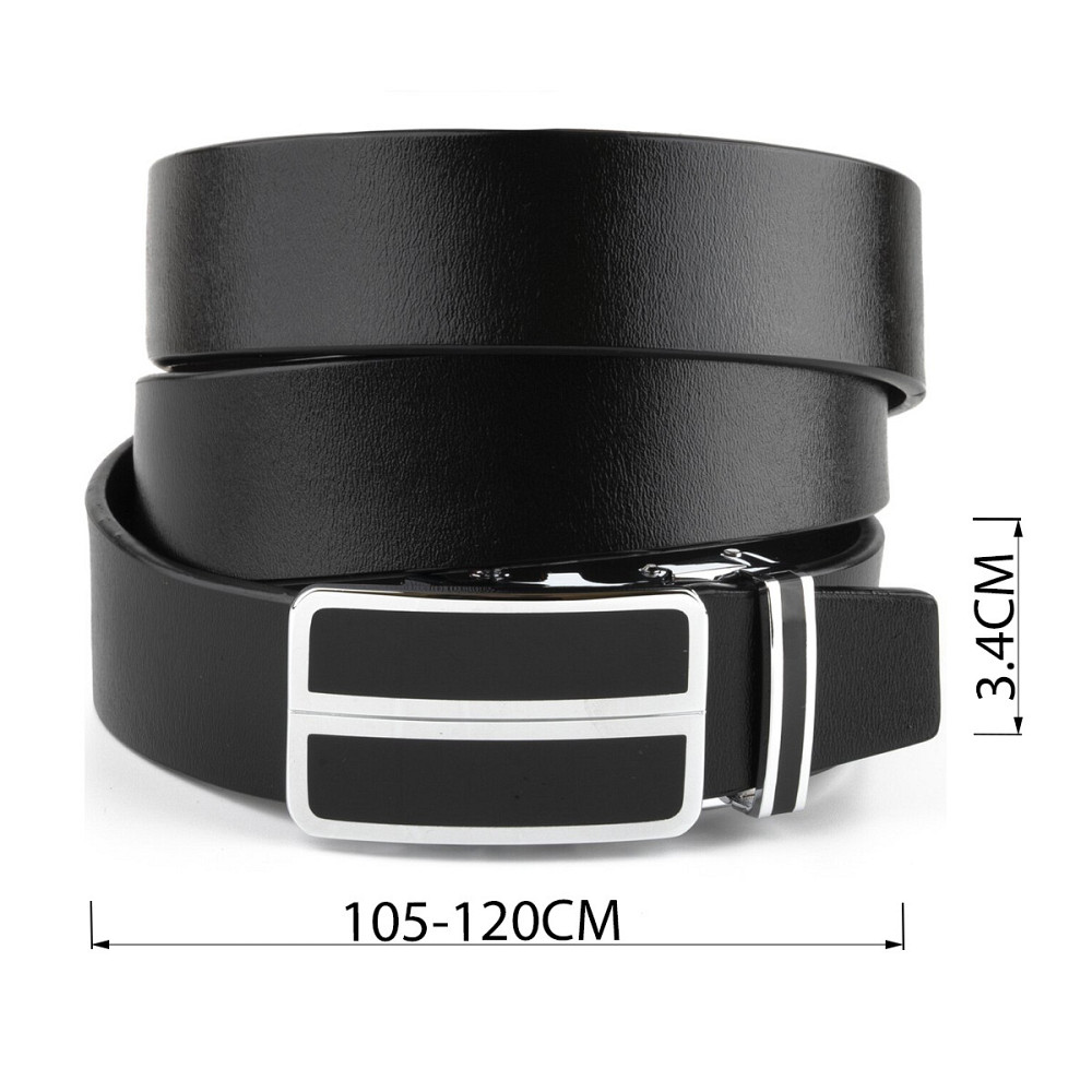 Ремень мужской с автоматической пряжкой и черными вставками Черный (Vintage) Киев - изображение 7