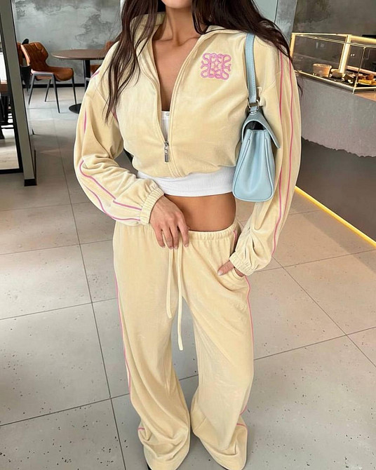 Стильний жіночий велюровий костюм-двійка Жовтий, 42/46 Одеса - фото 1