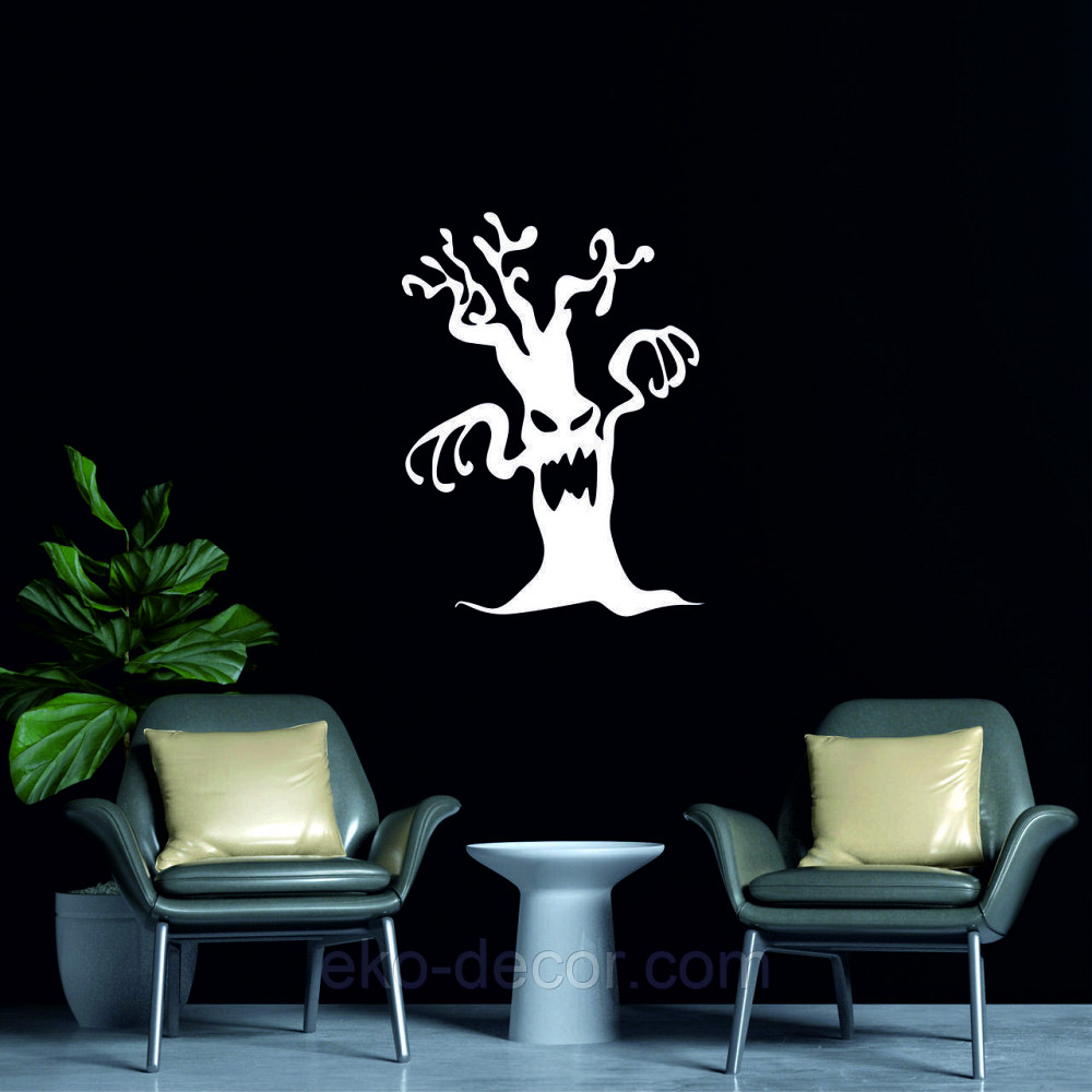 Декоративное настенное Панно «Хеллоуин, силуэт дерева», Декор на стену 50*37 см, Белый Киев - изображение 5