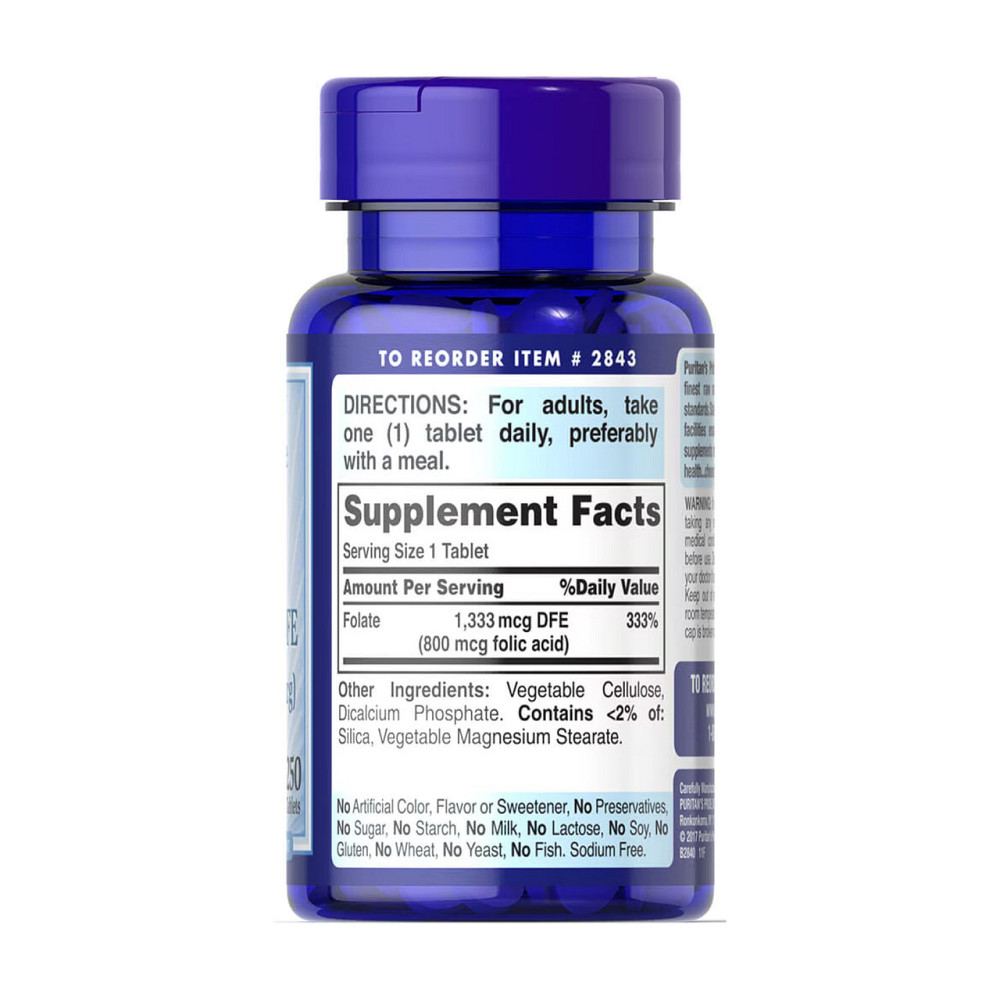 Фолат (Фолиевая кислота) Puritan's Pride Folate 1333 mcg DFE 250 таб Киев - изображение 2