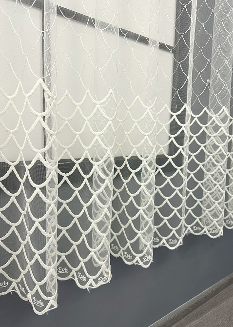 Тюль VR-Textil 1893т Фатин з вишивкою та люрексом Бежевий 300х150 см (40-260) Київ - фото 6