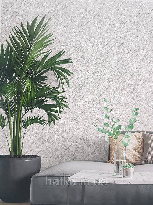 Шпалери вінілові на флізеліні гарячого тиснення DU&KA 1.06х10 вензель основа під штукатурку сірі коричневі Київ - фото 1