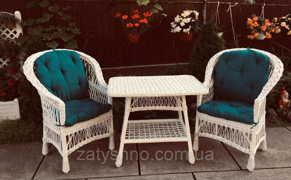 Плетені меблі білі з лози|  Комплект плетених білих меблів | меблі з лози на лоджію Київ - фото 1