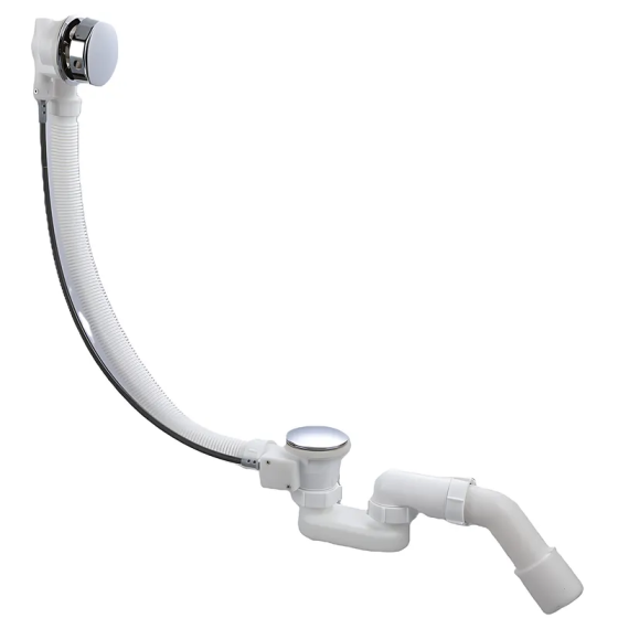 Напівавтоматичний сифон для ванни Koer BD-04-01 з переливом і хромованим оздобленням, без ревізії, 1 1/2''' (KR54) Харків