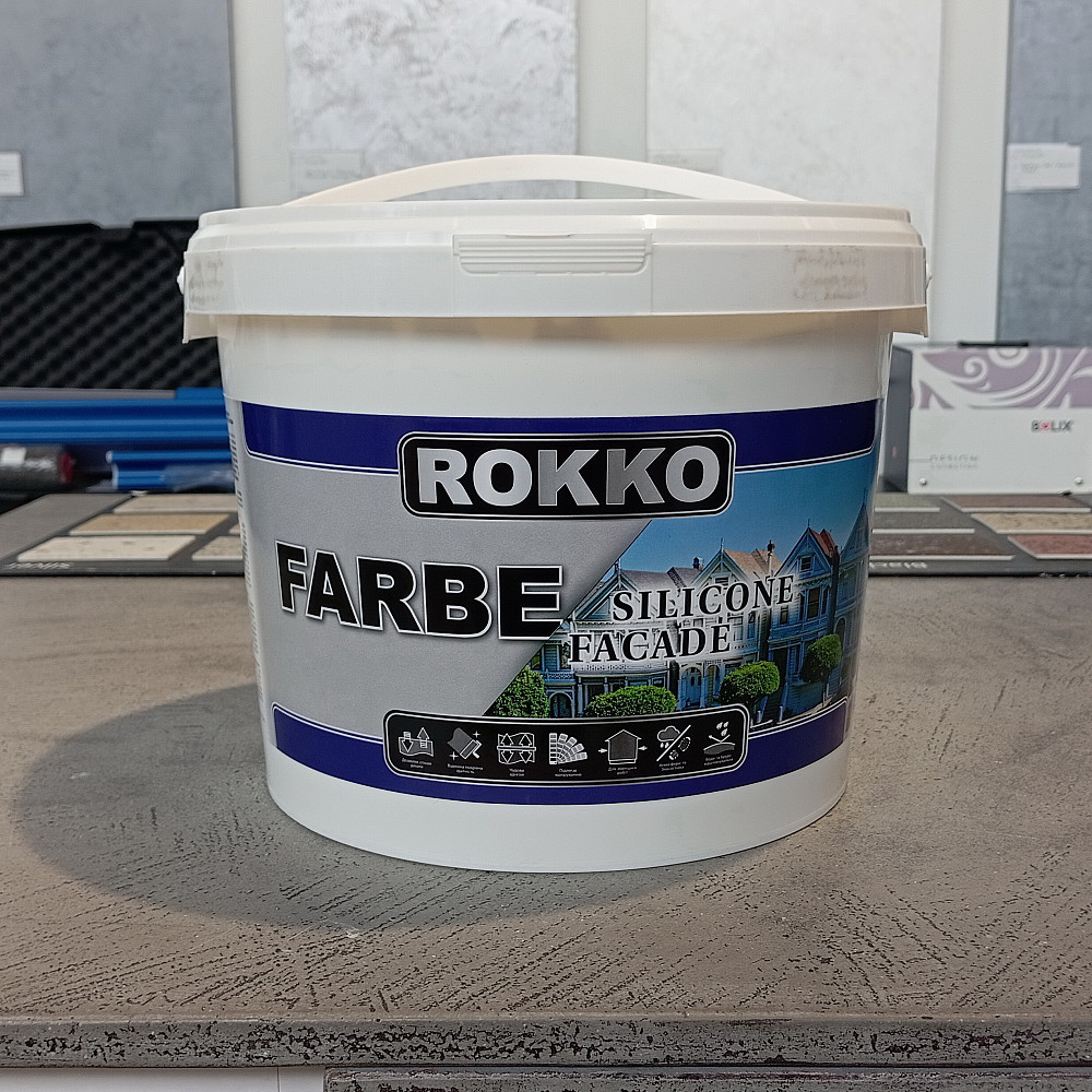 Силіконова фасадна фарба ROKKO (стійка до вологого стирання) 10 л Киев - изображение 2