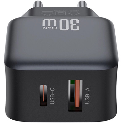 Зарядний пристрій XO L156 USB-C PD30W + USB-A QC3.0 Black (L156.black) Вінниця - фото 3