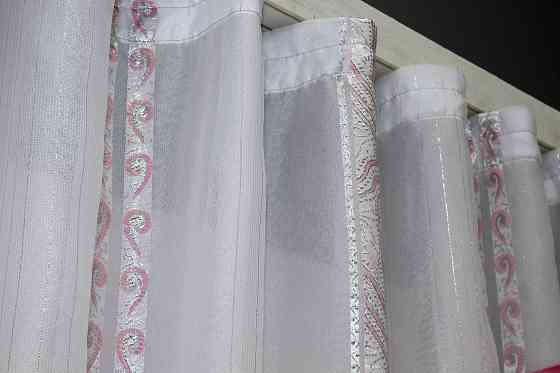 Кухонная занавеска VR-Textil № 00к белый с розовым 280х170 см (59-908) Киев