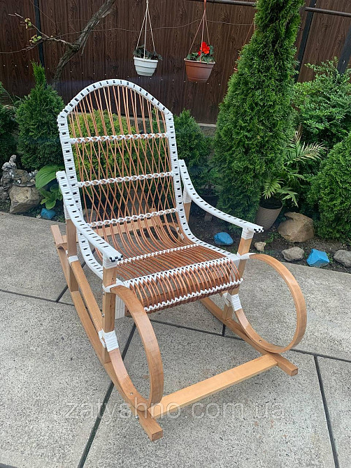 Плетеная качалка из лозы белая с ротангом Киев - изображение 2