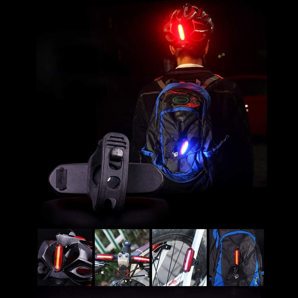 Велосипедний задній ліхтар, Безпечний для рюкзаків IPX4, USB-зарядка, знімний, LED (червоний та синій) Київ - фото 1