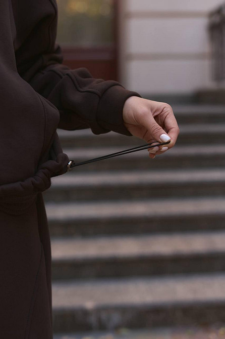 Женский теплый прогулочный костюм двойка турецкая трехнить на флисе Шоколад Одесса - изображение 6