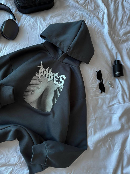 Жіноча тепла оверсайз худі з родзинкою трьохнитка на флісі Одеса - фото 7