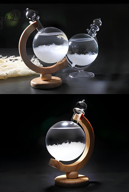 Барометр Штормгласс RESTEQ большой глобус, капля Storm Glass на стеклянной подставке, декоративный и метеорологический прибор для Киев - изображение 7