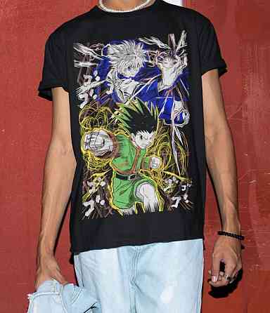 Футболка з аніме принтом Гон Кіллуа Хісока Хунтер оверсайз (S/M/L) Чорний AnimeJ1080 Дніпро