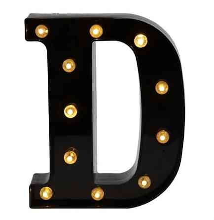 Буква с подсветкой D объемная маленькая 22 на 17 см черный Киев