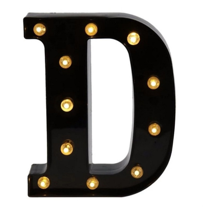 Буква с подсветкой D объемная маленькая 22 на 17 см черный Киев - изображение 1