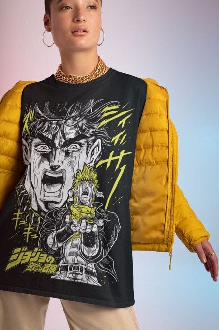 Футболка для хлопчика з аніме принтом Джосепх Джоестар Джоджо С оверсайз (зріст від 165 до 180) Чорний AnimeJ0965m Дніпро - фото 2