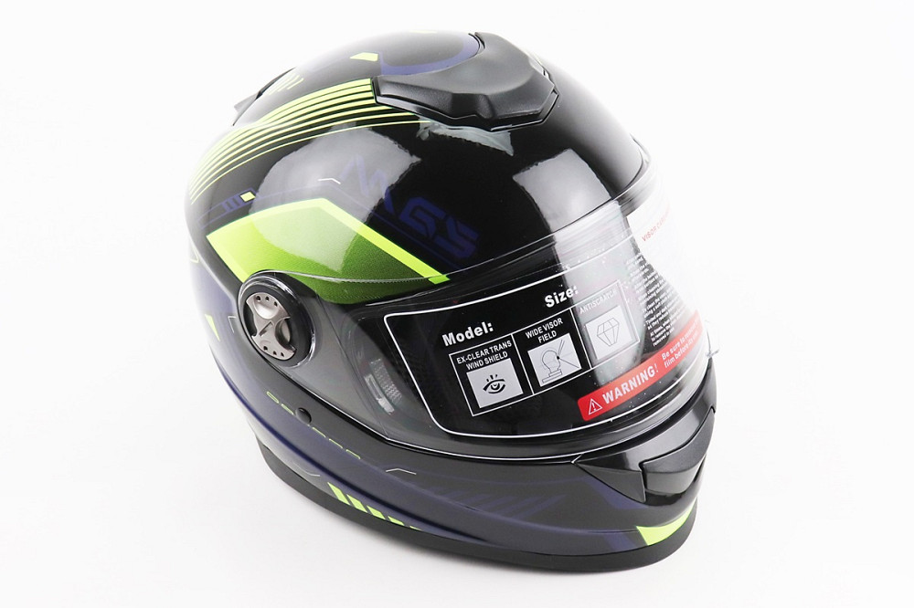 Шолом інтеграл, закритий BLD-М65 S (55-56см), ЧОРНИЙ/НЕОНОВО-ЖОВТО-СИНІЙ Киев - изображение 1