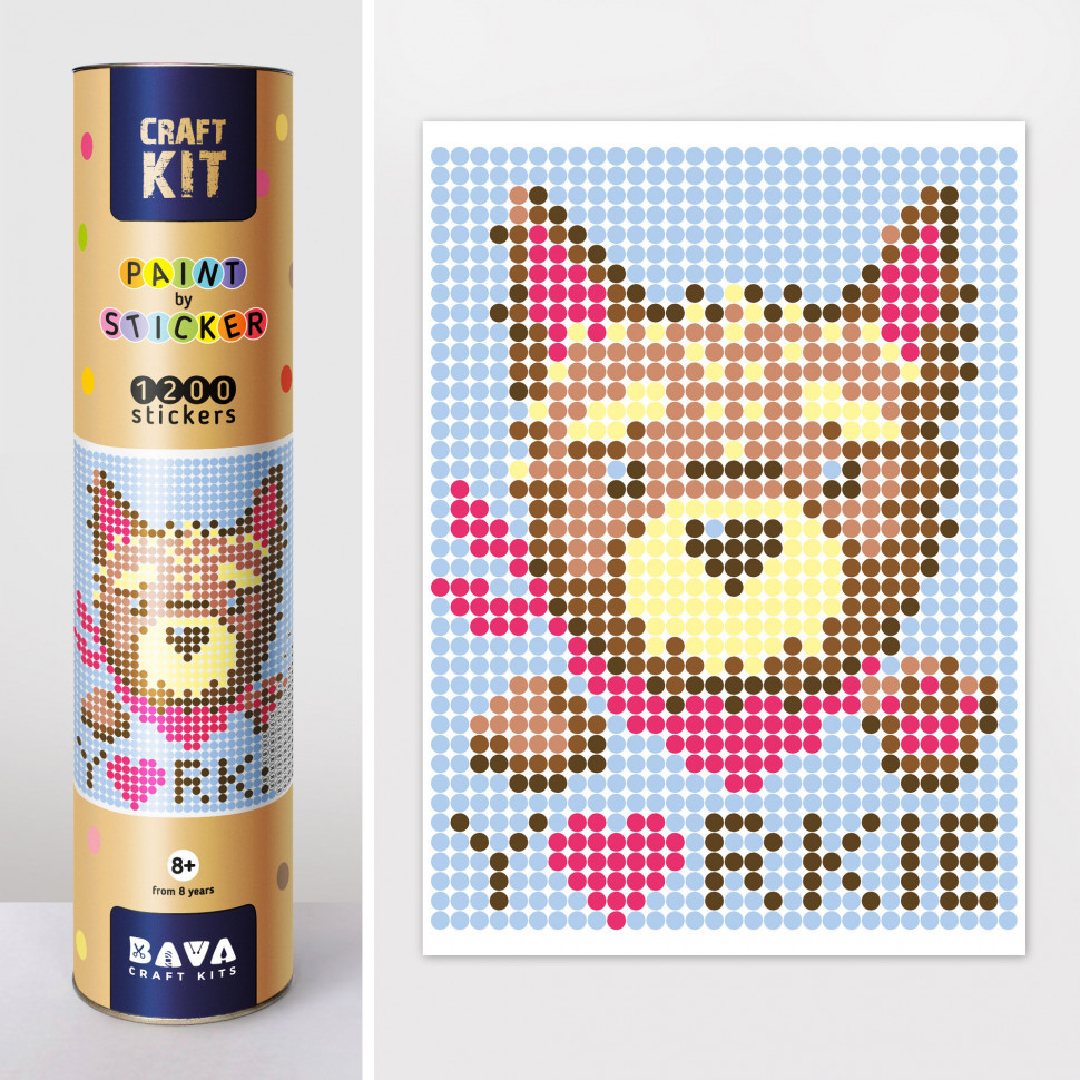 Картина по номерам стикерами в тубусе 