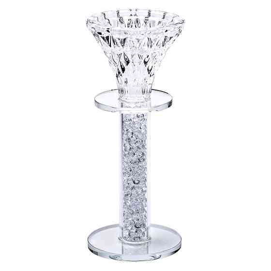 Yiwu Підсвічник скляний на ніжці 6×15 см декоративний прозорий підсвічник на стіл HP-4-61L Киев