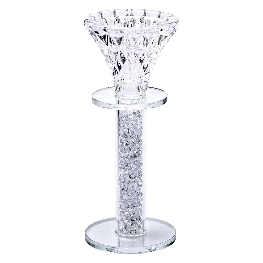 Yiwu Підсвічник скляний на ніжці 6×15 см декоративний прозорий підсвічник на стіл HP-4-61L Киев - изображение 2