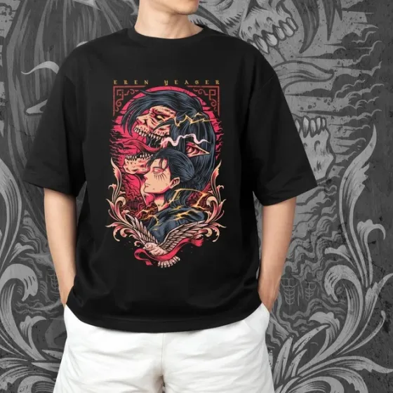 Футболка чоловіча з  принтом Атака титанов Ерен Йегер 2 Розмір 48 Anime0026 Дніпро