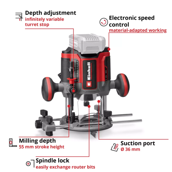 Акумуляторний фрезер безщітковий Einhell Professional TP-RO 18/55 Li BL-Solo (4350425) без акума і зп Київ
