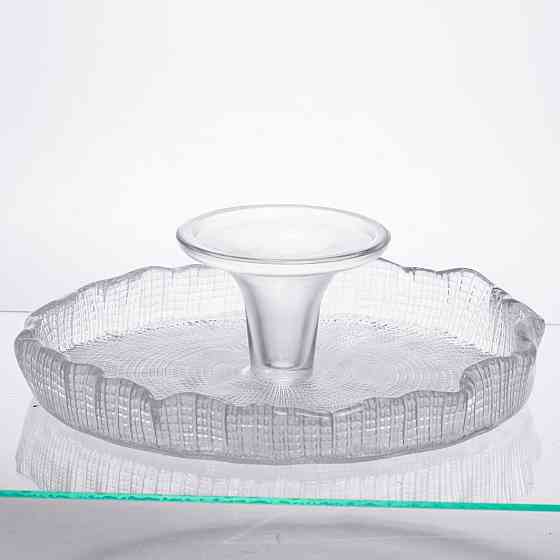 Стеклянная тортовница на ножке прозрачная Киев