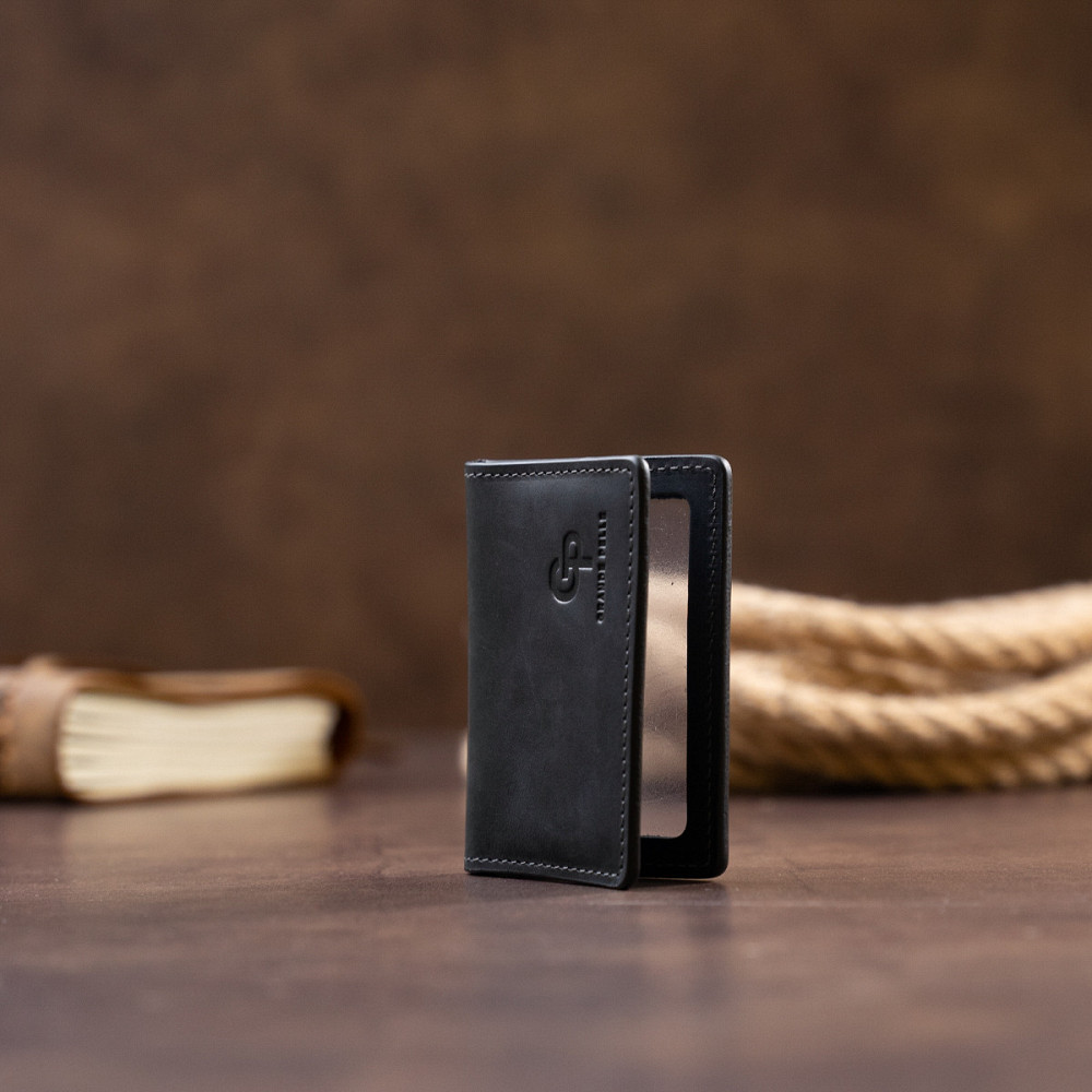 Візитниця з обкладинкою для ID-паспорта з натуральної шкіри GRANDE PELLE 11290 Чорна Київ - фото 7