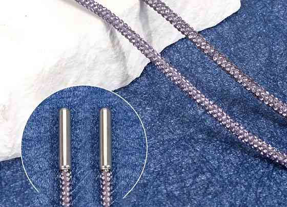 Шнурки зі стразами 2 шт Фіолетовий 100 см Сміла