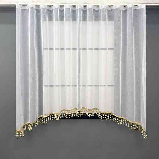 Кухонная арка VR-Textil № 000к микро-лен с макраме белый с молочным и бежевым 270х170 см (51-217) Киев