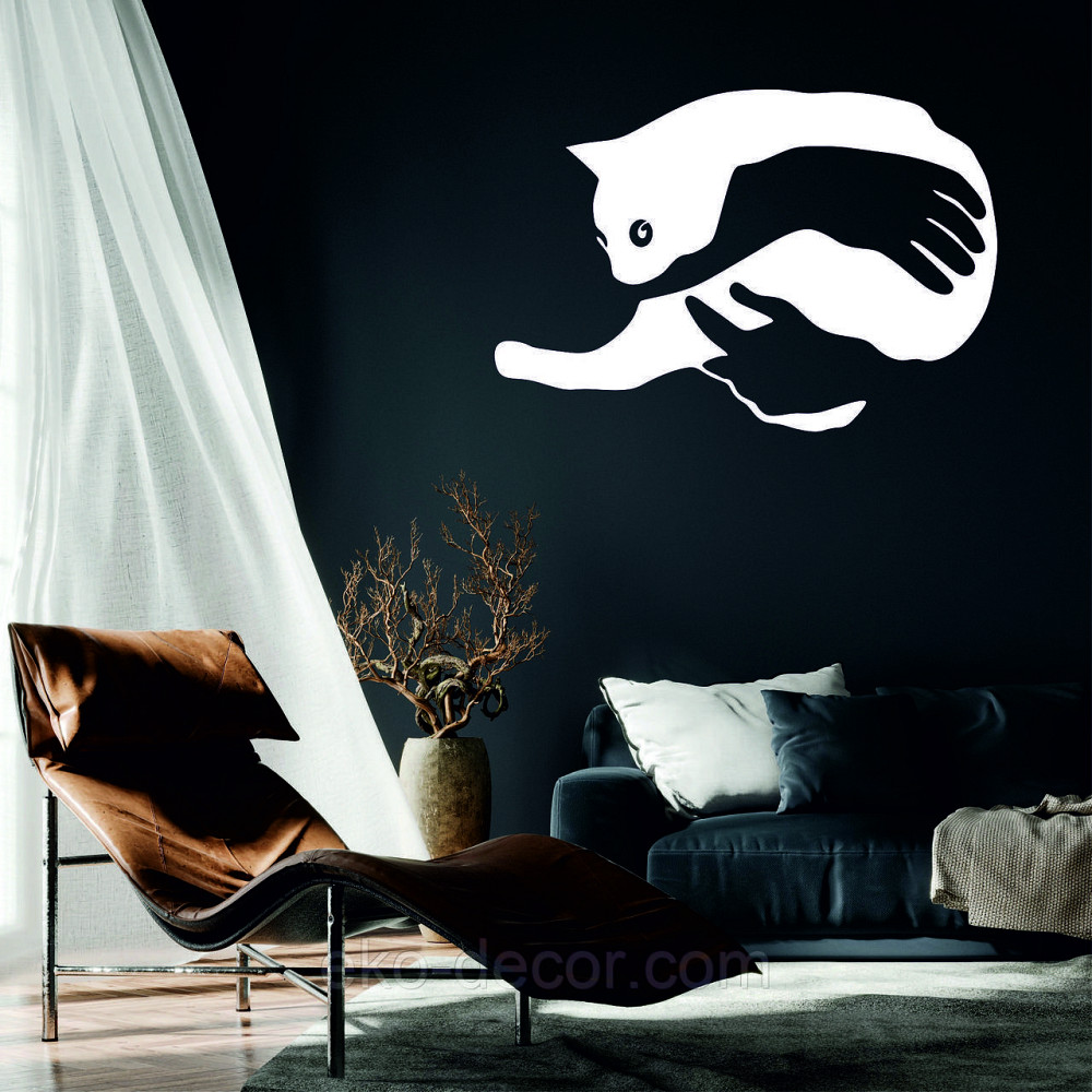 Декоративное настенное Панно  «Кот-руки» Декор на стену 110*74 см, Белый Киев - изображение 2