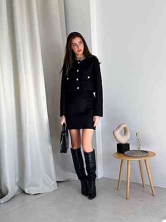 Твідовий жіночий костюм з піджаком та спідницею Чорний 42/46 Харків