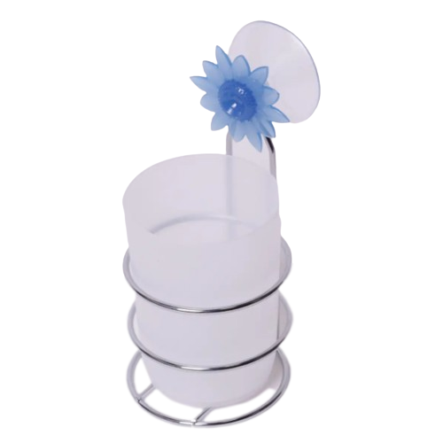 Стакан навісний для зубних щіток 14*9см з підставкою білий/синій Besser Житомир - изображение 1