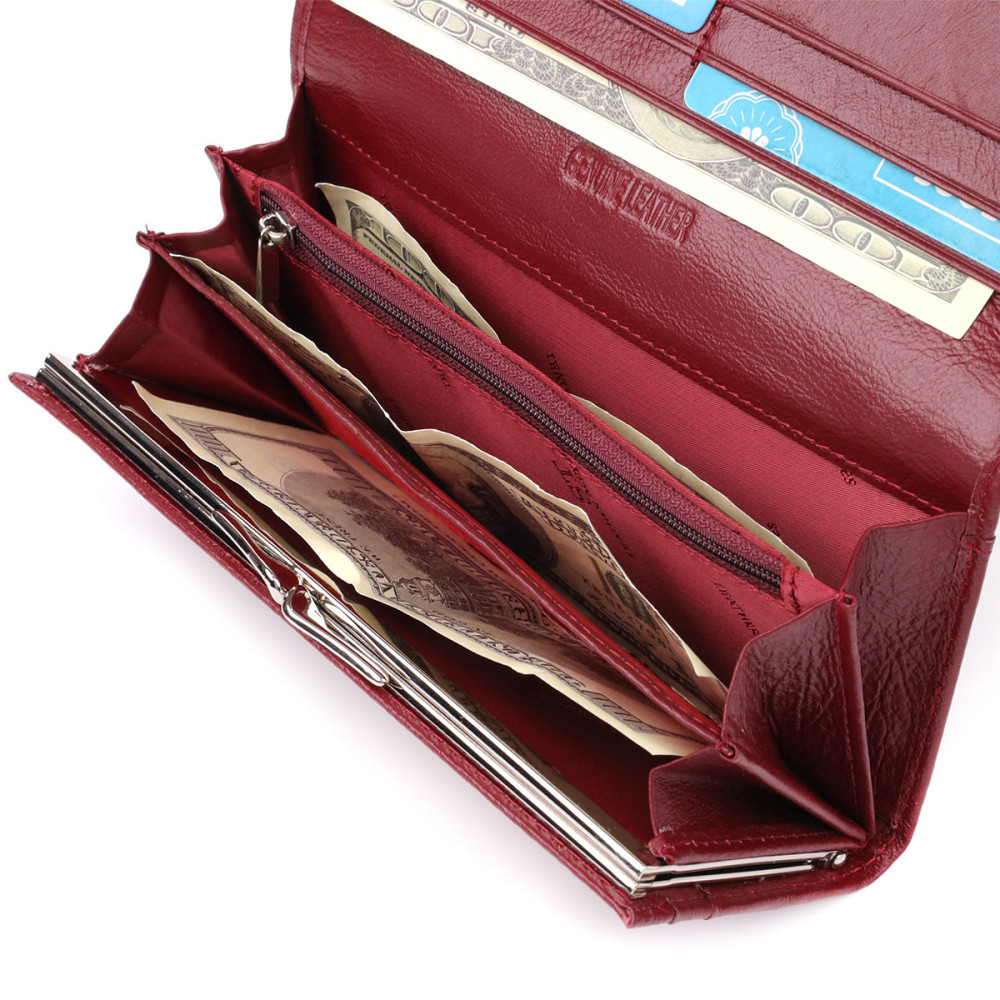Вместительный женский кошелек из натуральной кожи ST Leather 23089 Бордовый Киев - изображение 6