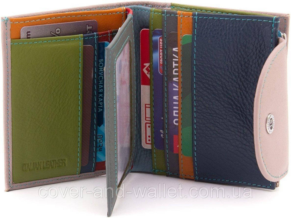 Красивый компактный пудровый женский кошелёк из натуральной кожи с монетницей ST Leather Киев - изображение 5