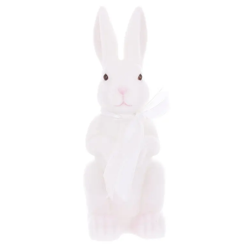 Фігурка декоративна Кролик з бантом, з флоковим напиленням 6*18см, колір - білий Житомир - изображение 2