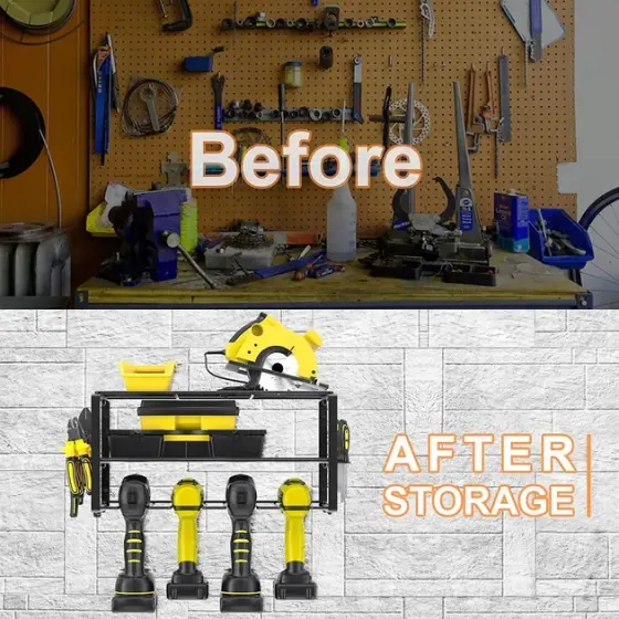 Металлическая настенная полка – органайзер Urbankit для хранения электроинструментов: шуруповерта, дрели, отверток, плоскогубцев и т.д. Коломия