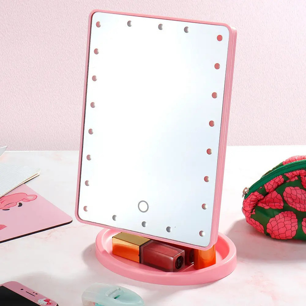 Косметичне дзеркало з LED підсвічуванням (22x17 см) NJ-230,Рожеве SBR Київ - фото 1