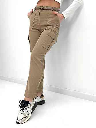 Жіночі вельветові брюки карго "Urban" оптом | Батал Бежевий, 50 Київ