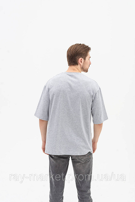 Футболка оверсайз RAY OVERSIZE чоловіча сірий меланж (U0104M-Grey Heather) Київ - фото 3