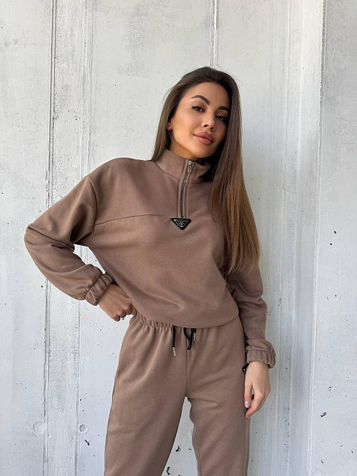 Жіночий повсякденний костюм-двійка: кофта та штани двохнитка-петля Капучино, 46 Одеса - фото 8