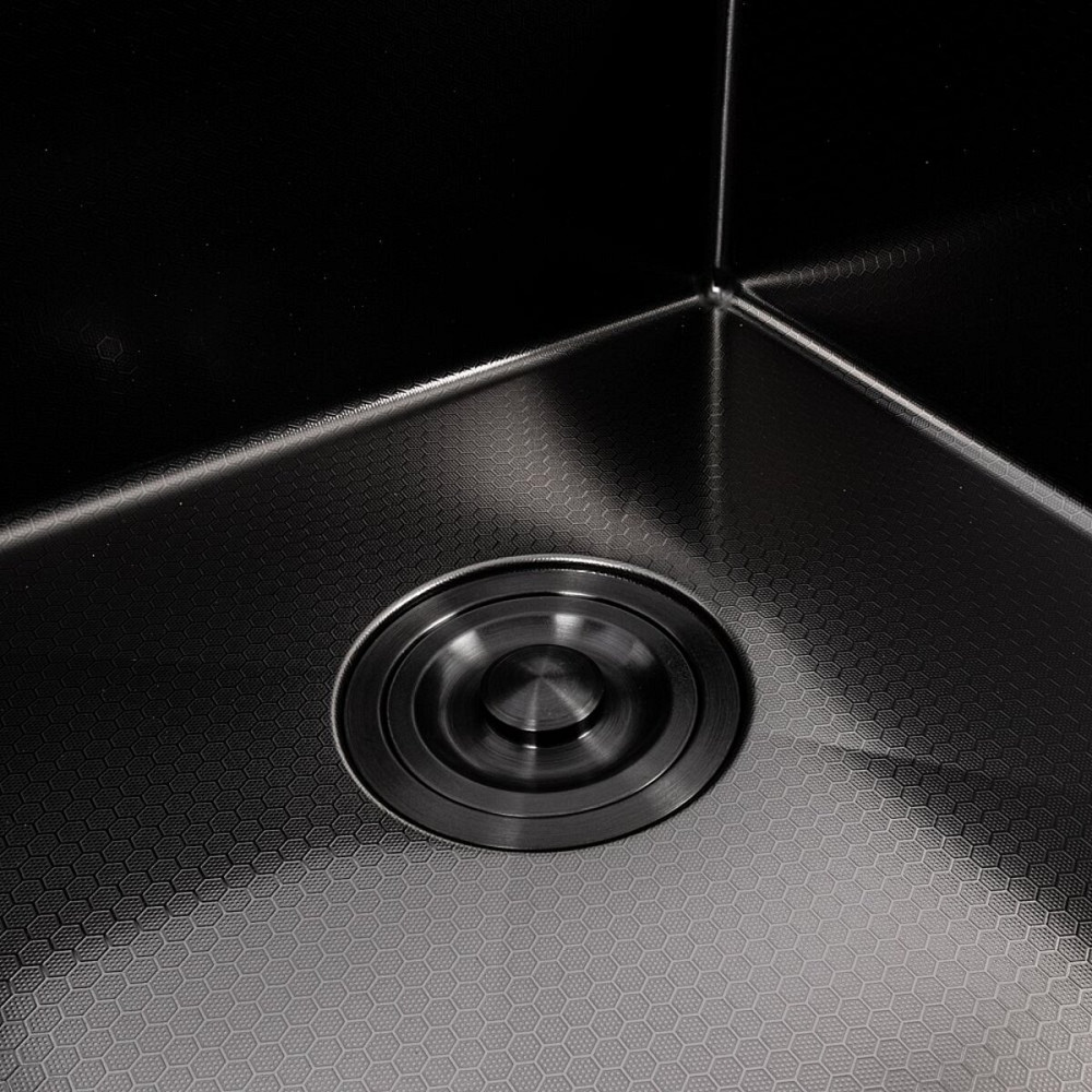 Кухонна мийка 65*50 L PVD чорна VALESO Handmade DÉCOR (сифон круглий, 3,0/0,8) Коломыя - изображение 5