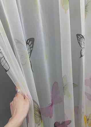 Тюль органза з великим різнокольоровим принтом "Метелики" 982т Київ