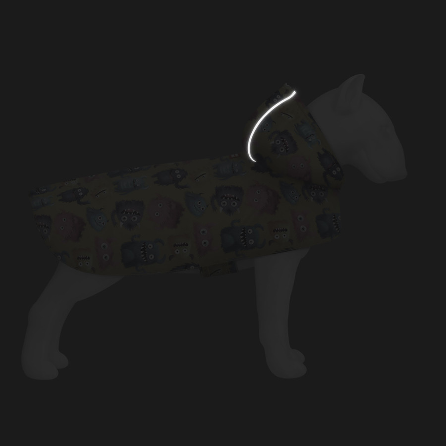 Дощовик-накидка з капюшоном для собак WAUDOG Clothes, малюнок "Мохнаті монстри", XL, А 55-61 см Коломыя - изображение 2